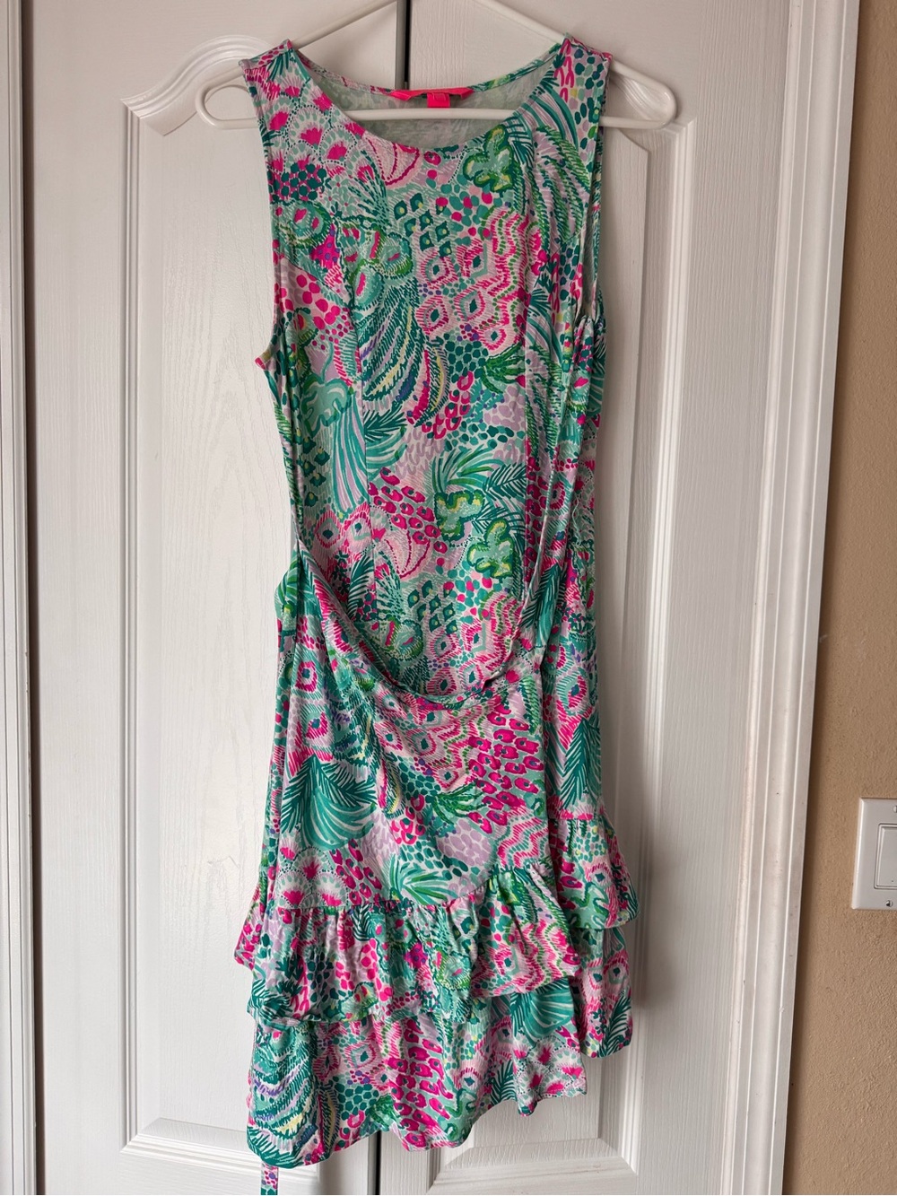 Lilly Pulitzer Pink & Green Printed Ruffle-Hem Mini Dress
